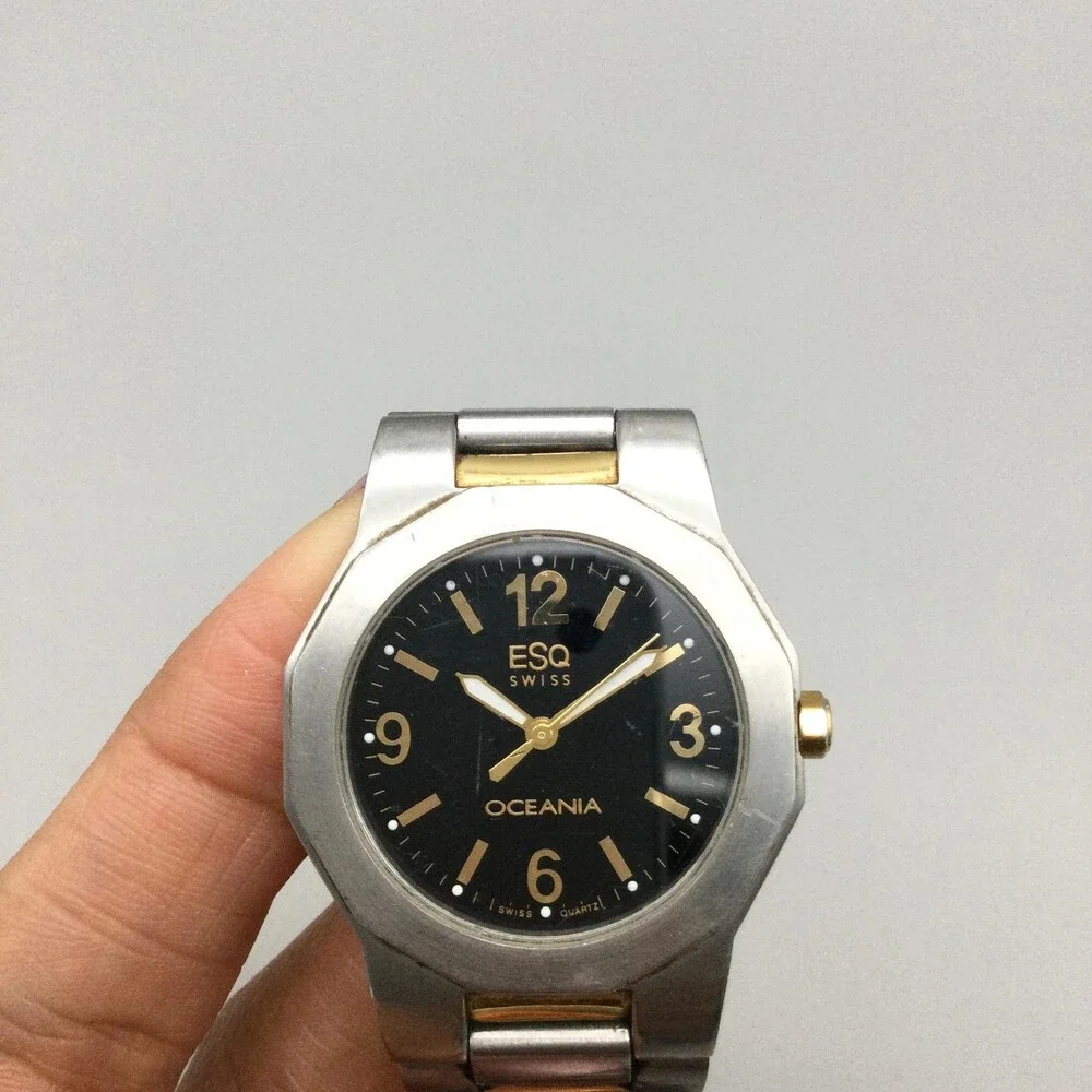 ESQ Movado Oceania Mens Watch 35mm Two Tone Swiss E3701 New Battery 7.25